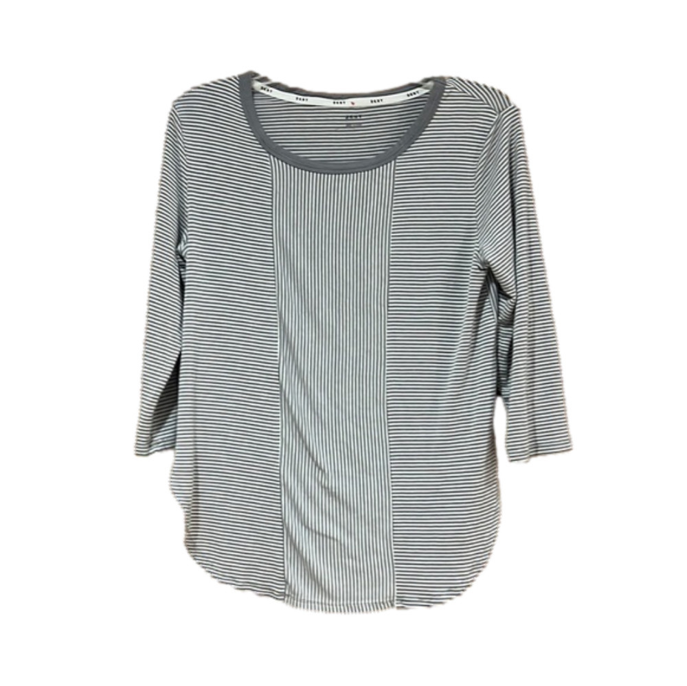 DKNY Black and White Striped Top
